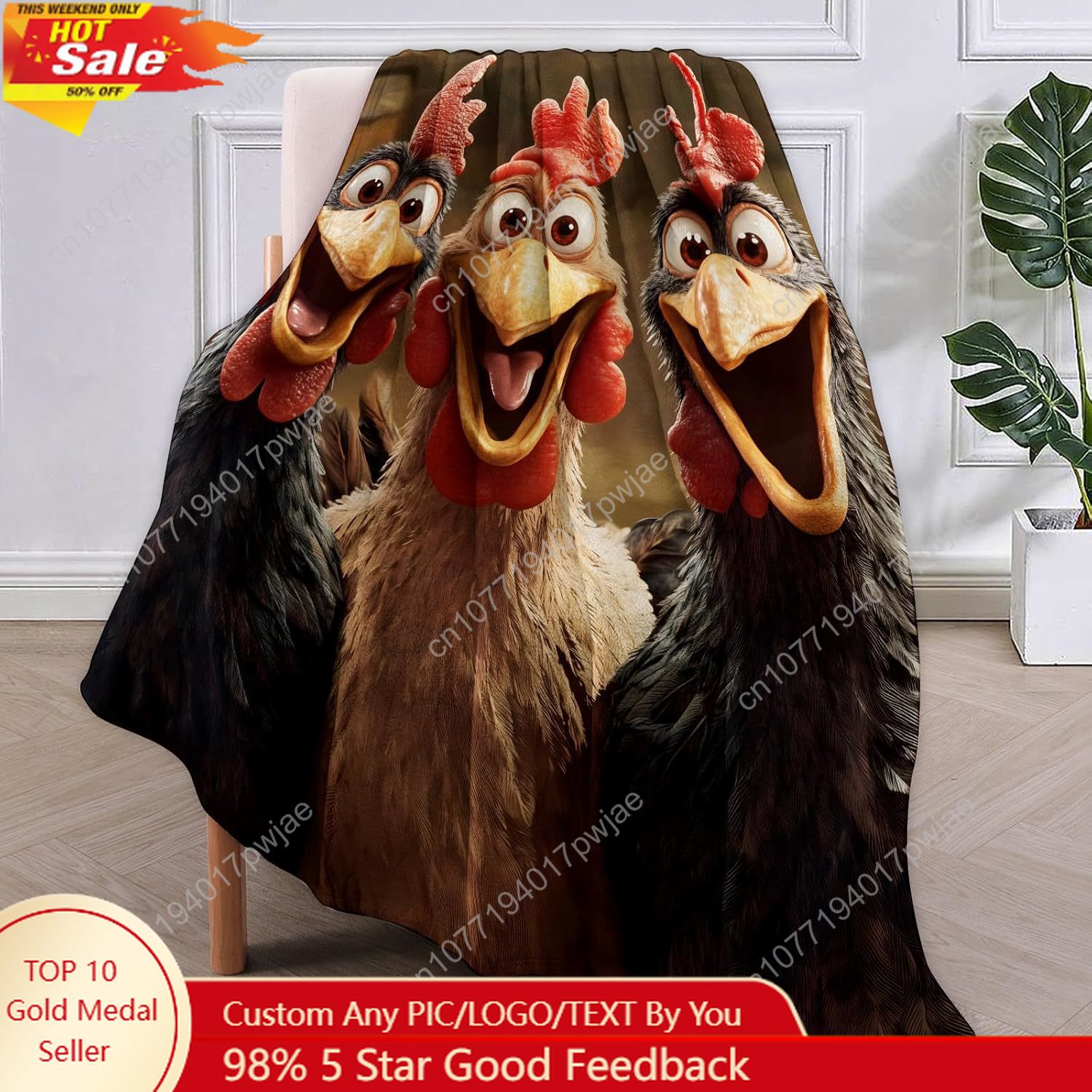 Home And Textiles - Chickens Blanket Gifts for Women, Cartoon